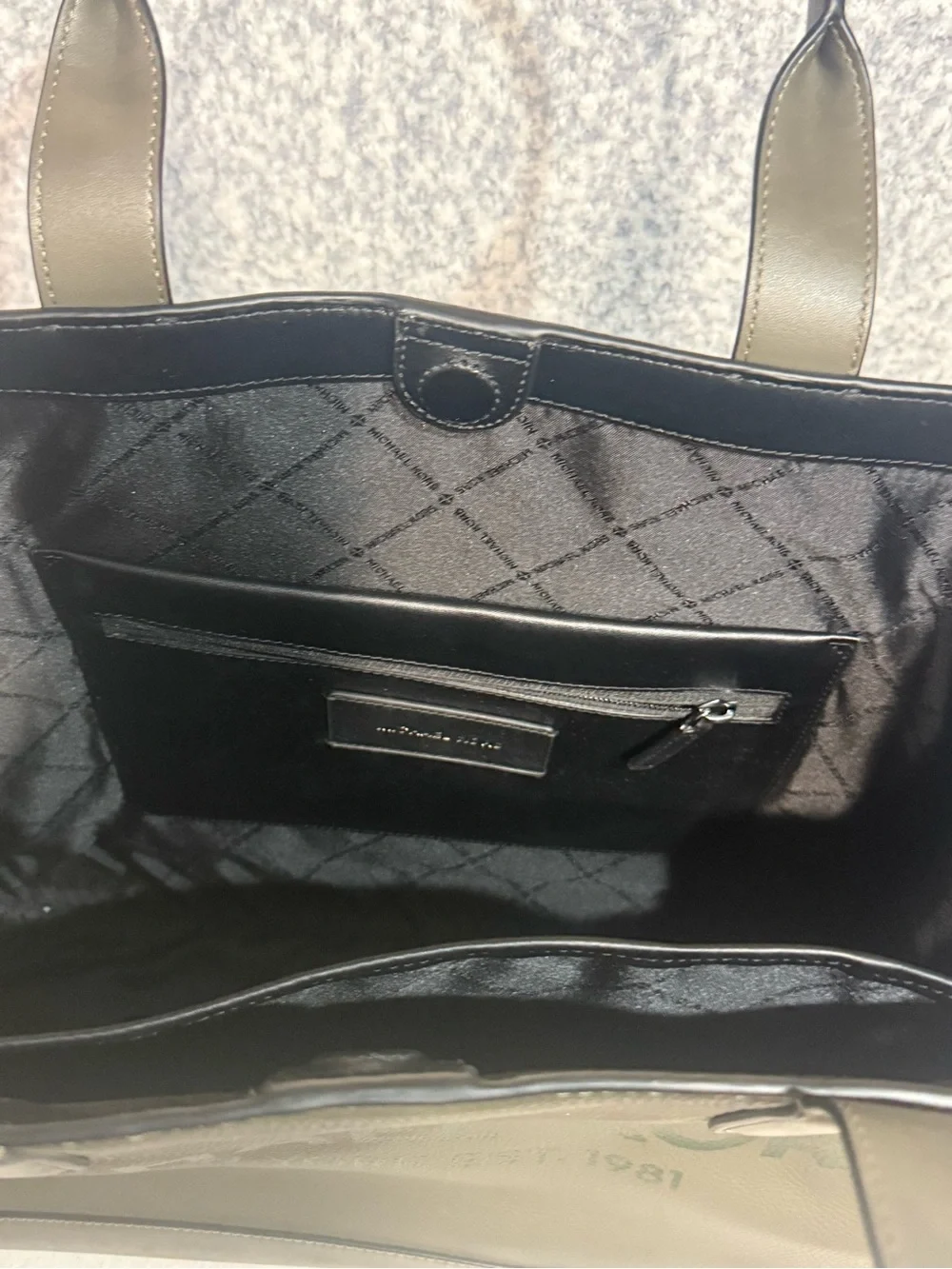 Michael Kors Olive Green Pebbled Leather Tote